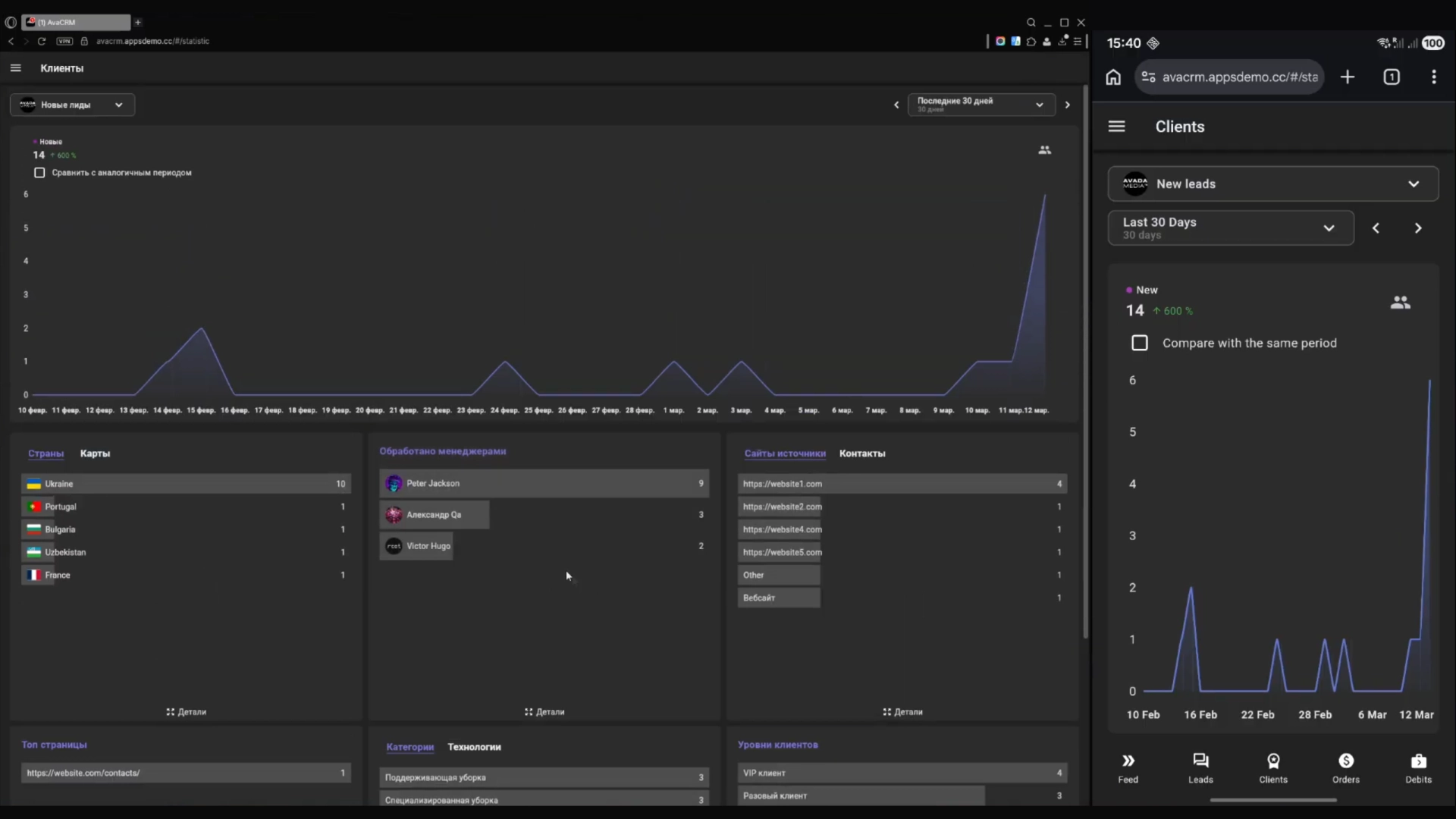 Avada CRM для клининговых компаний статистика