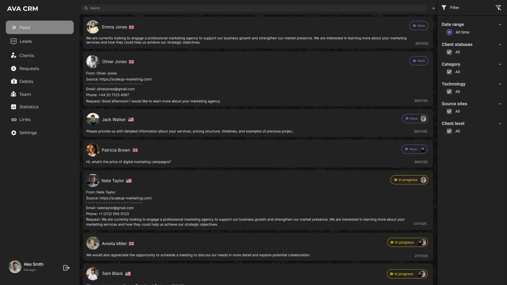 All requests from different channels → in one working window
