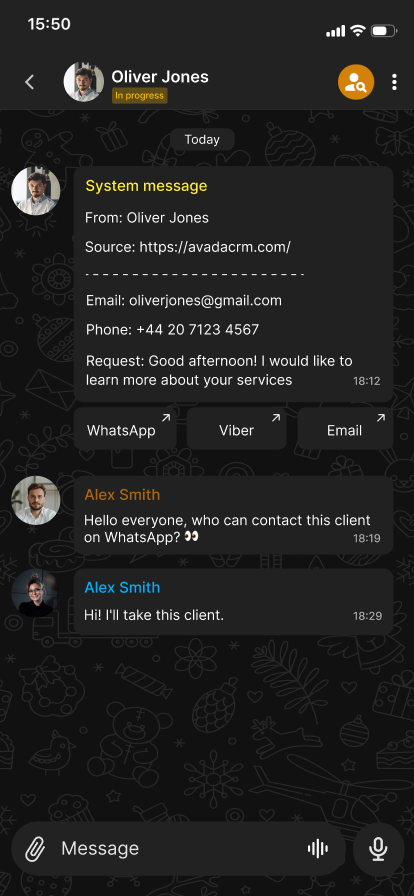 CRM in messenger format