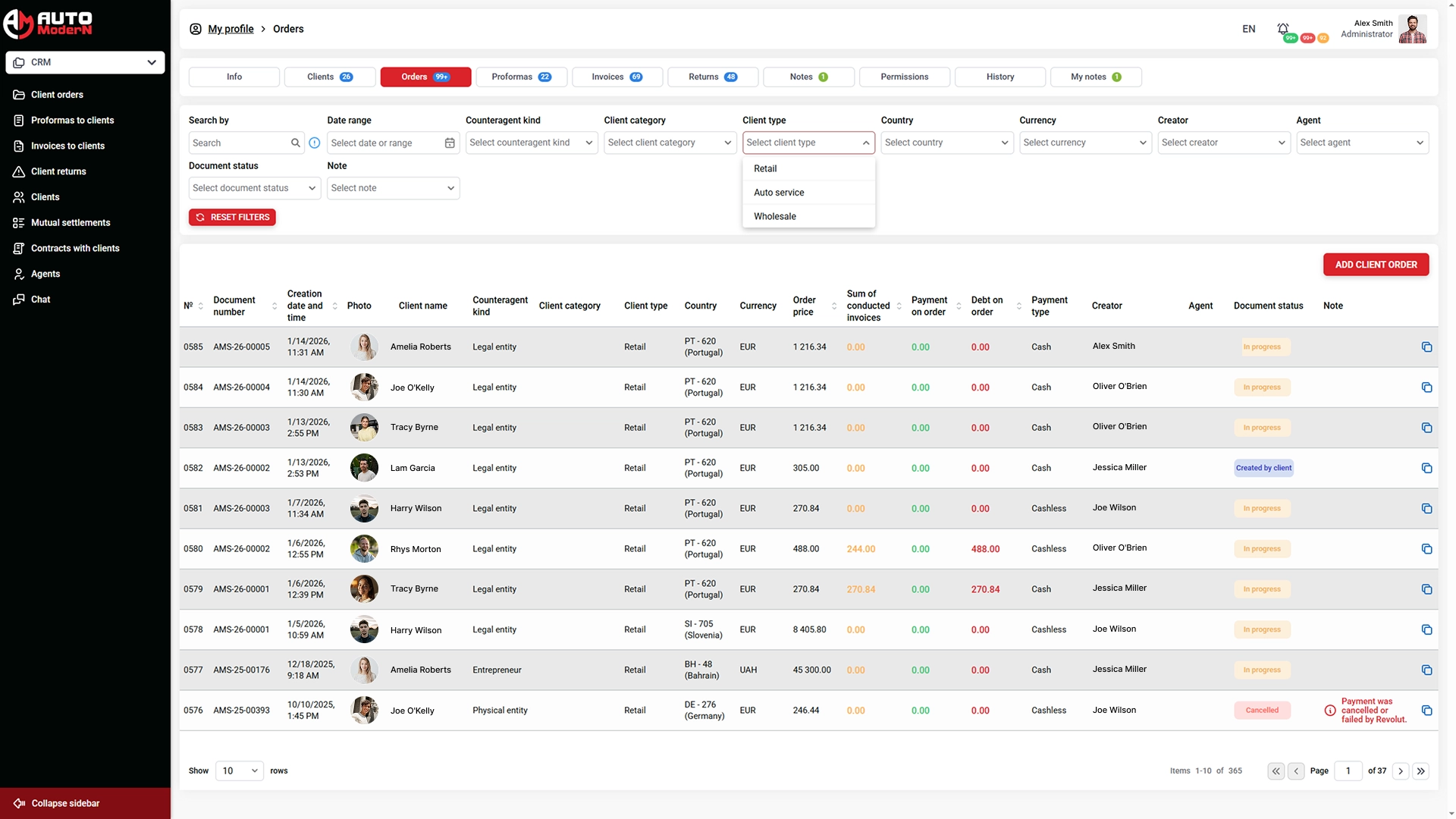 Automodern My profile Orders