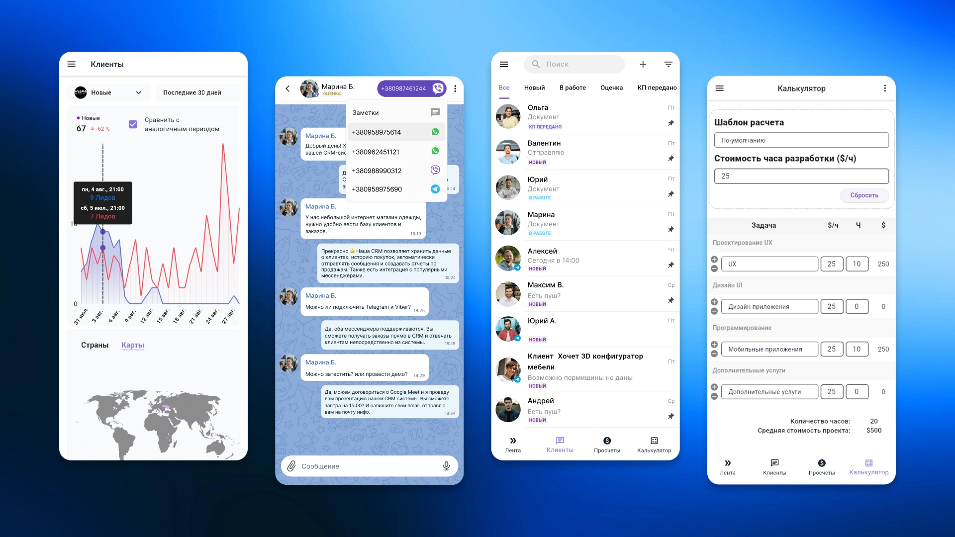 Mobile interface AvaCRM