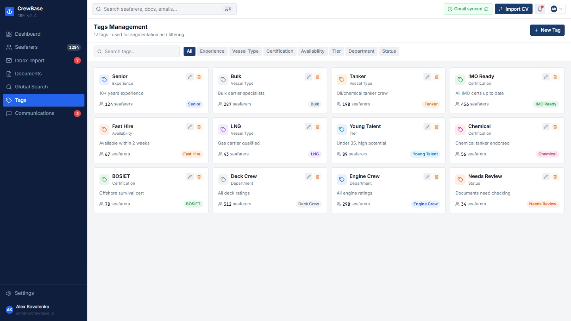 Tags and database segmentation