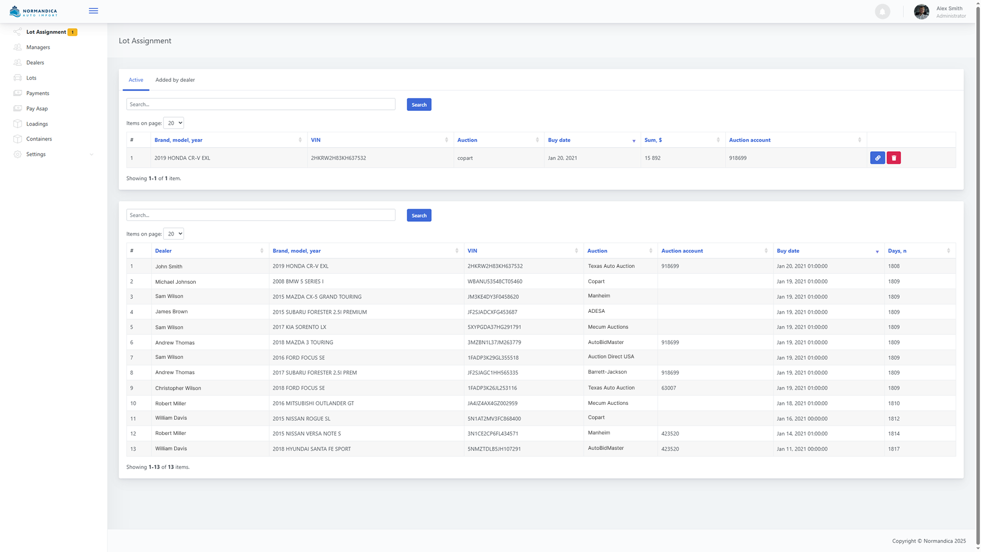 Normandica Lot assigment