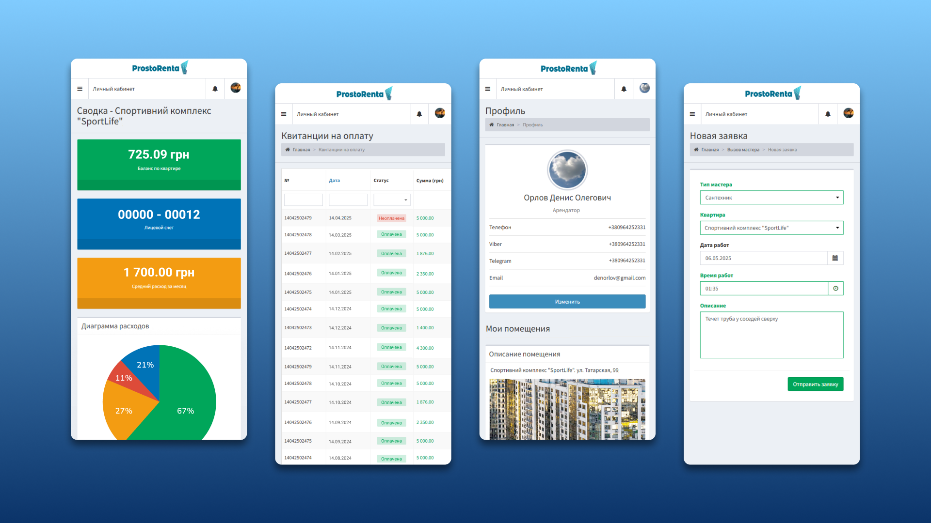 Mobile version of ProstoRenta CRM