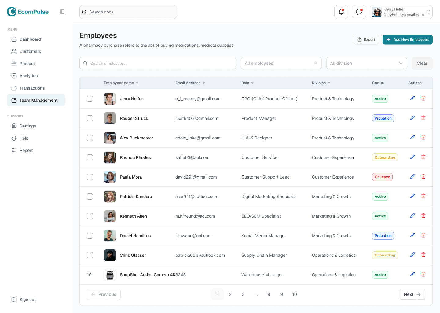 Personnel management in production