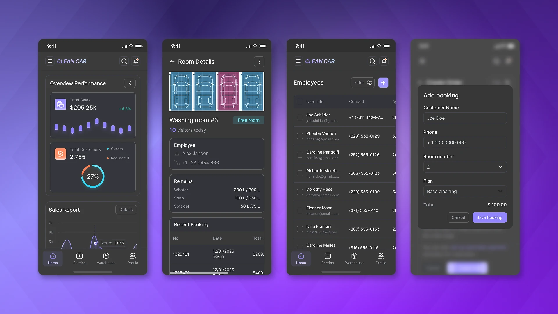 Mobile version of CRM for car wash