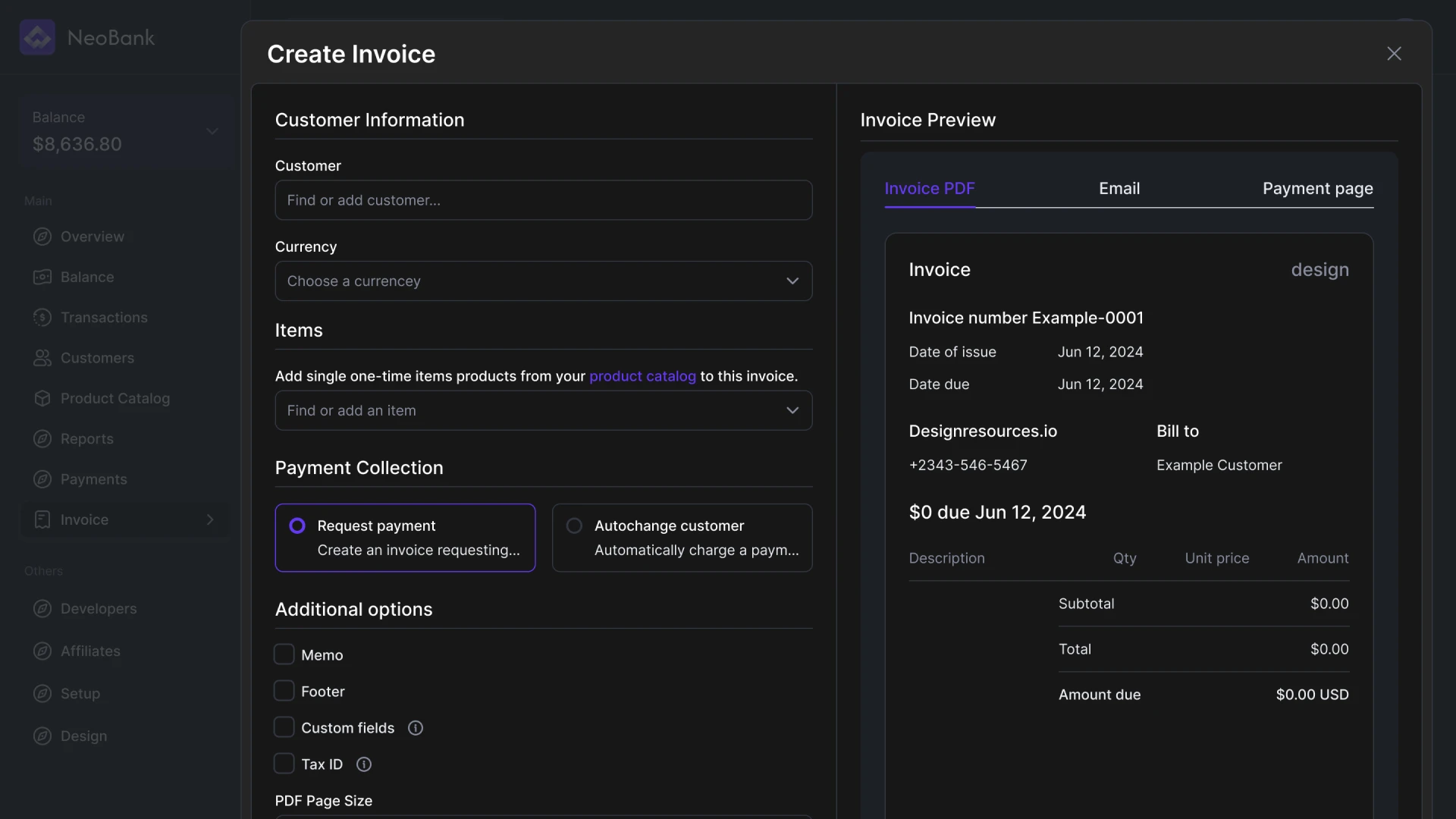 Create Invoice in ERP system