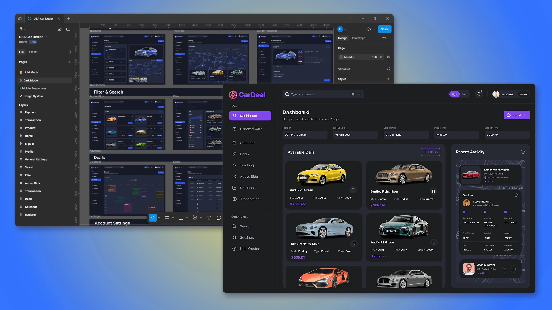 UI/UX Design Development of CRM for driving cars from the USA