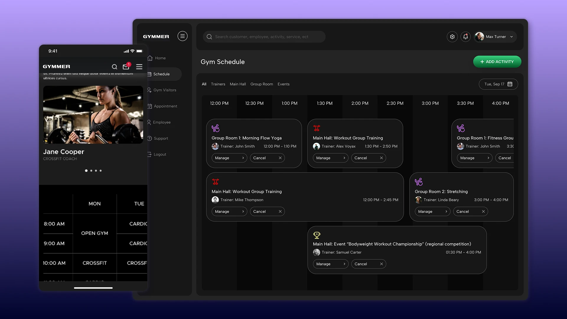Example of adaptive CRM for gym