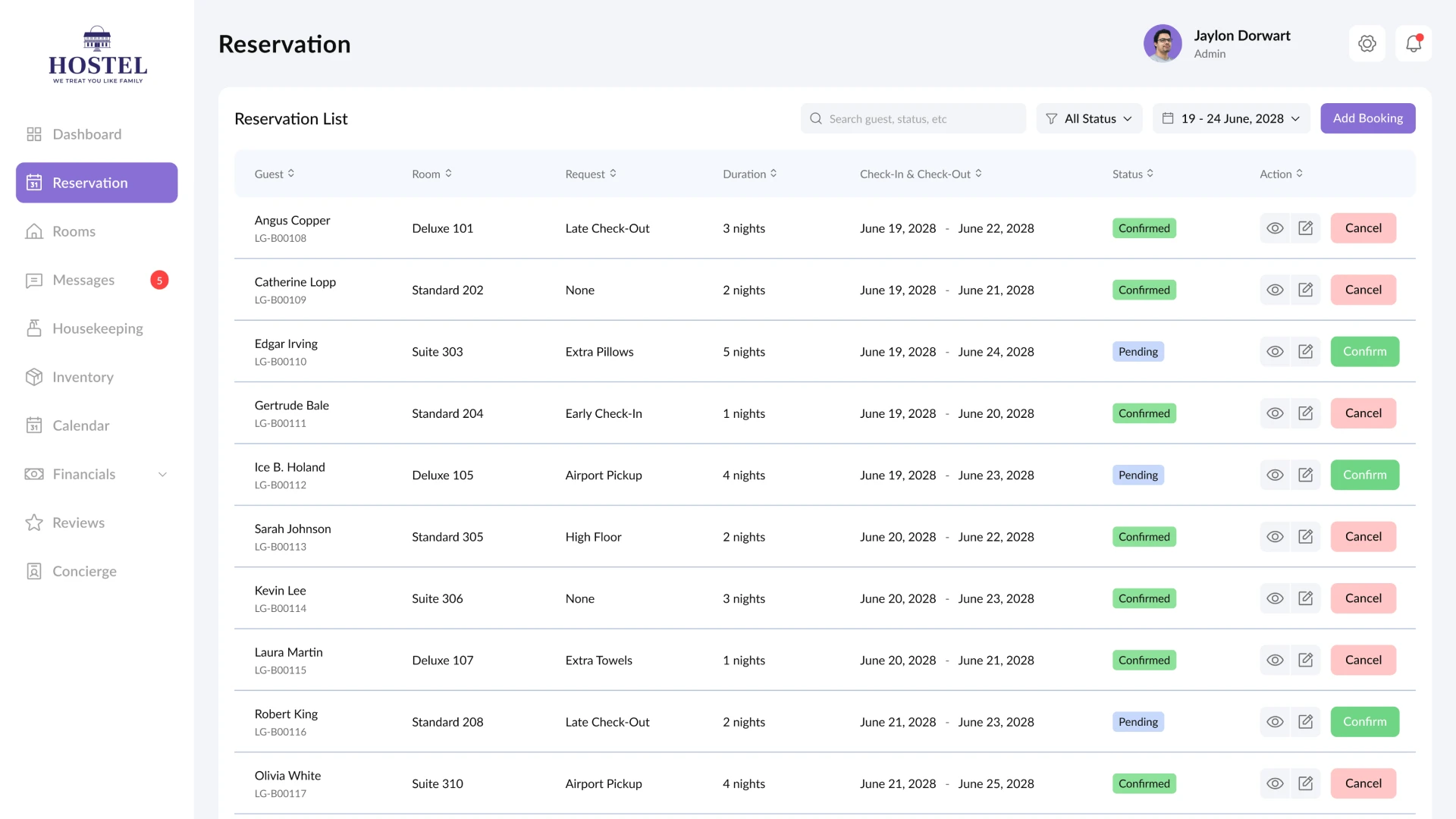 Hotel CRM Reservation Page