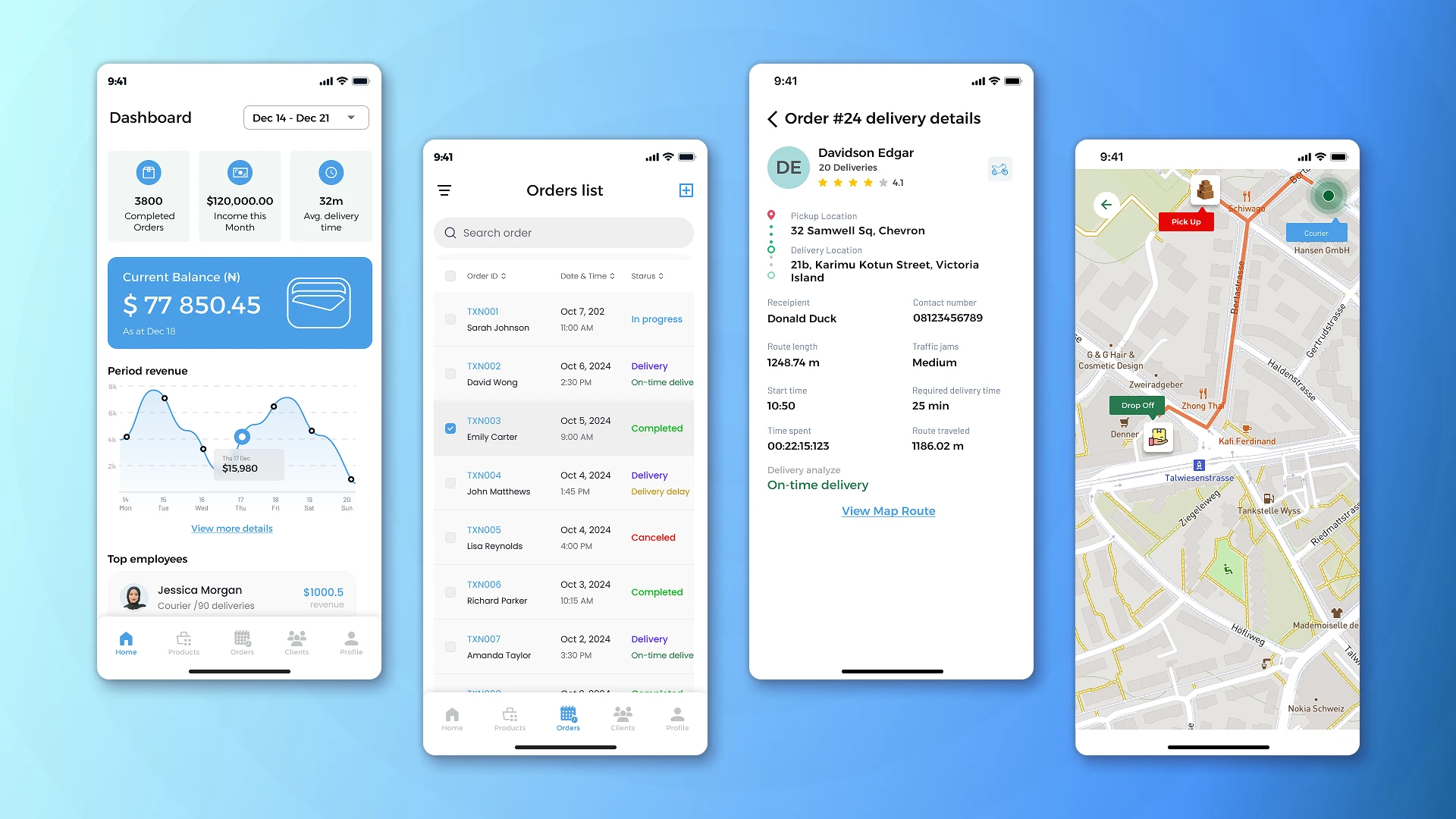 Mobile CRM interfaces using IoT to track the status of product delivery