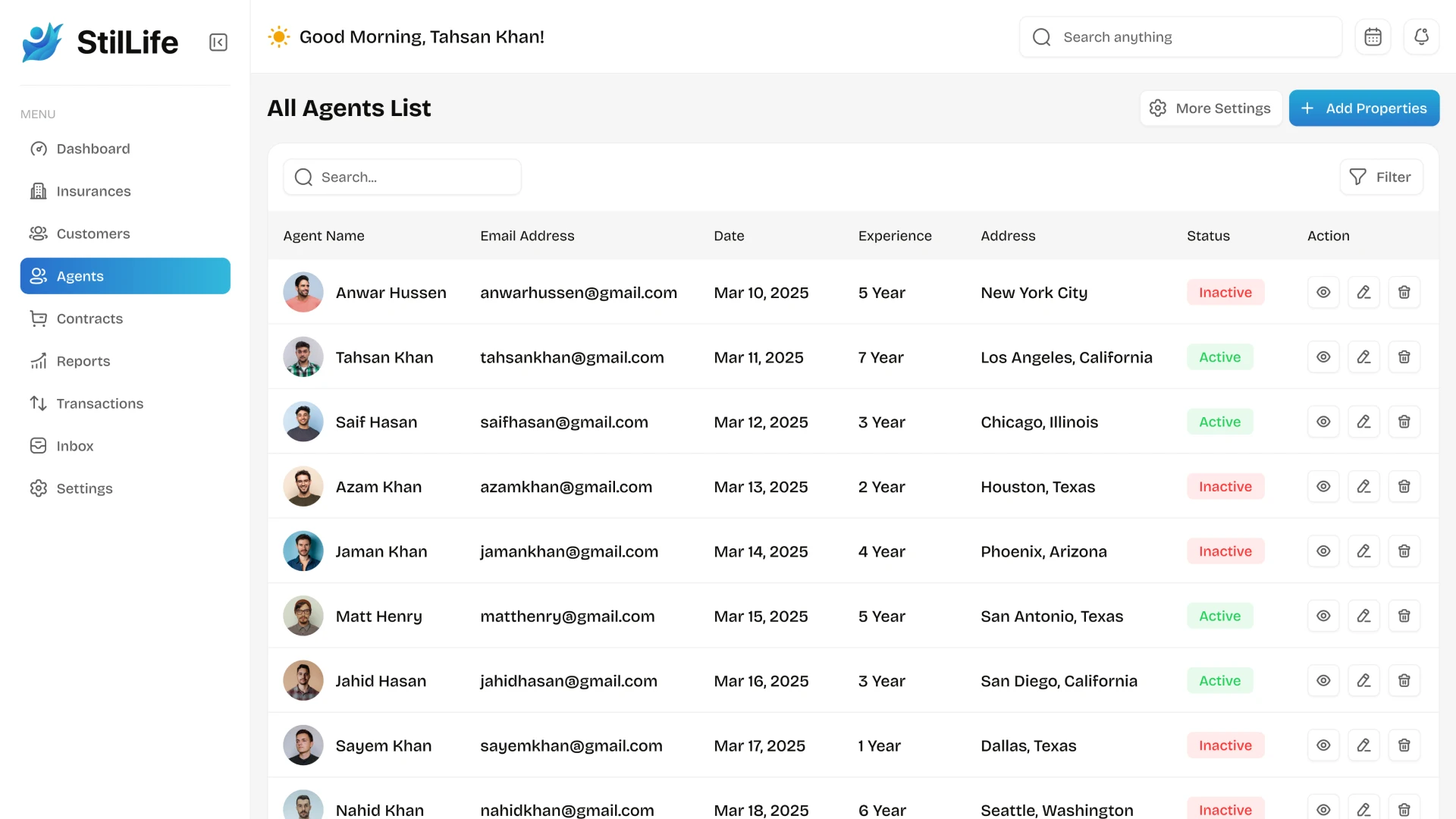 Список клиентов в CRM для страховой