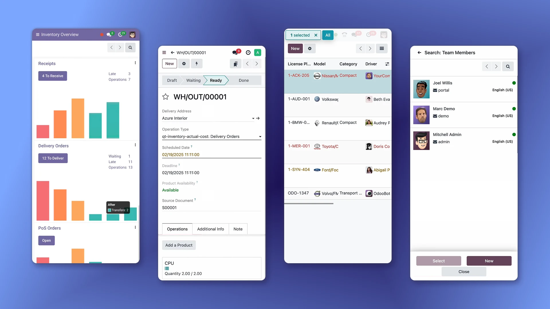 Mobile screens of CRM ERP Odoo implementation