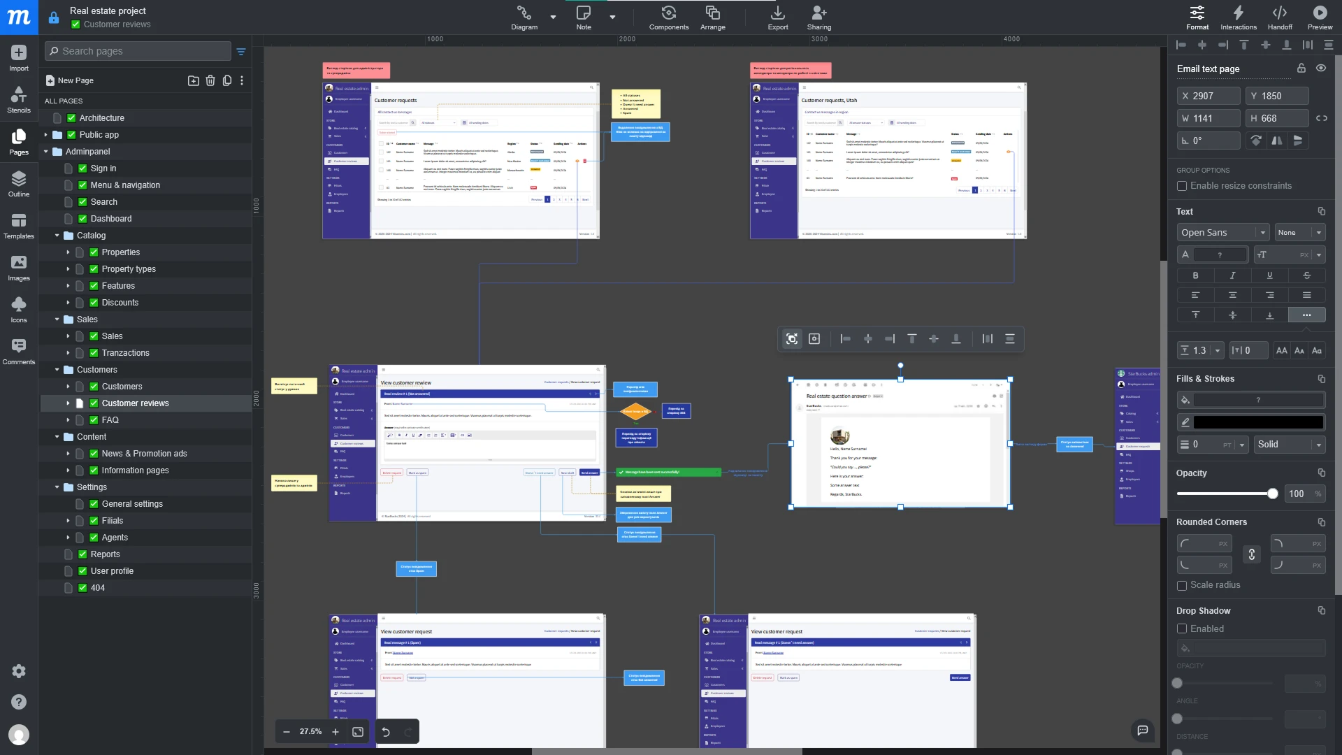 Real Estate CRM Prototype Design in Moqups for a Real Estate CRM Project