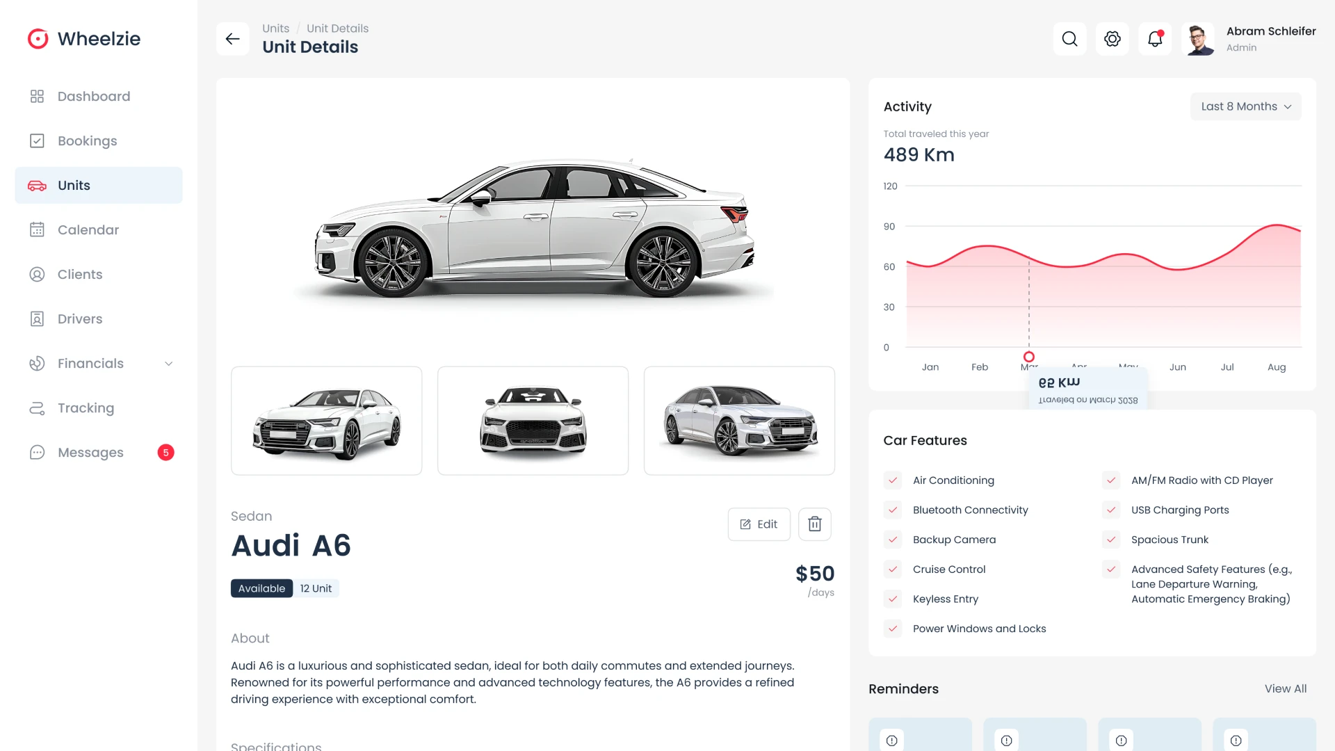 Car Rental CRM Car Card