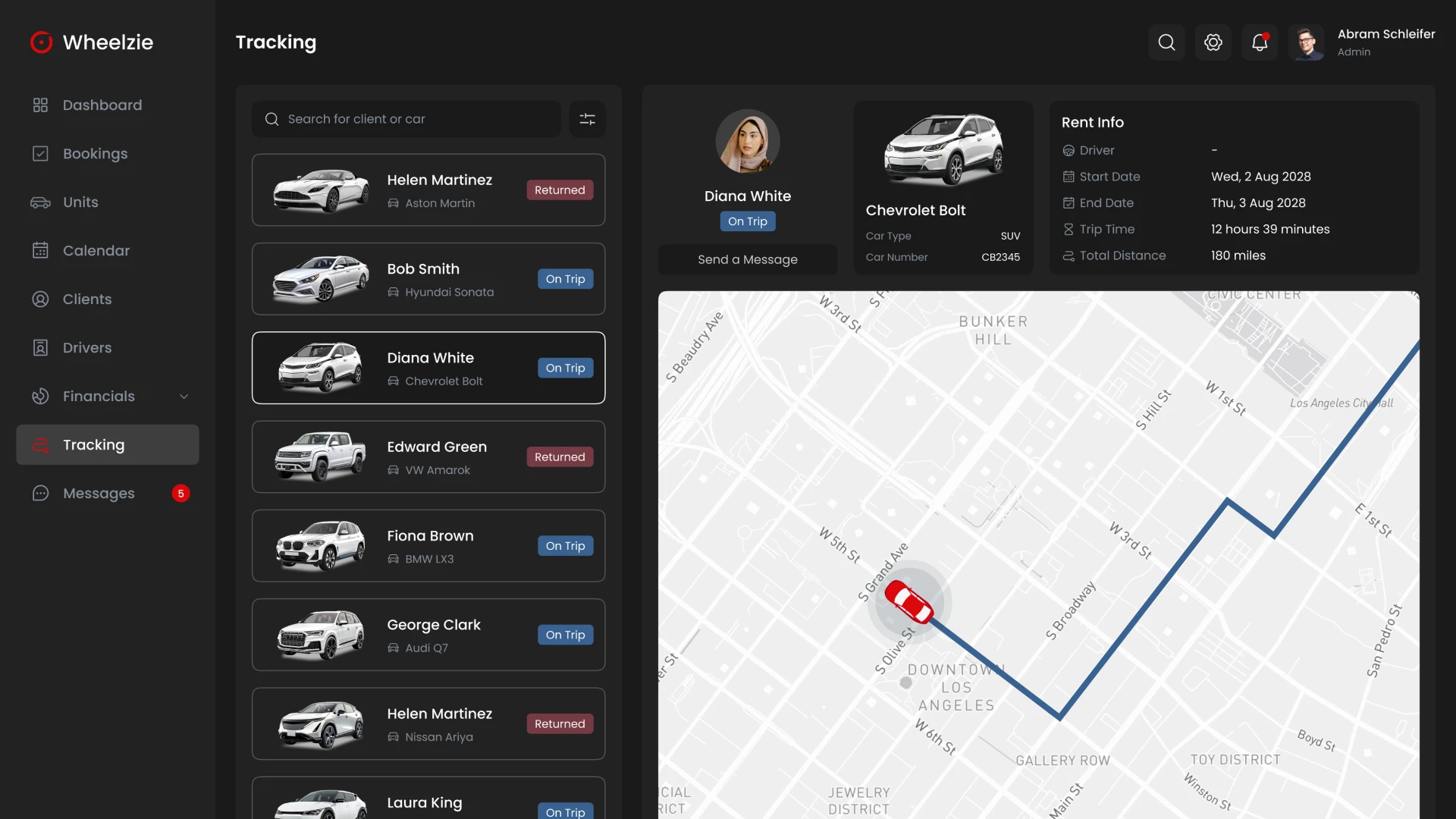 Car Rental CRM Tracking Page