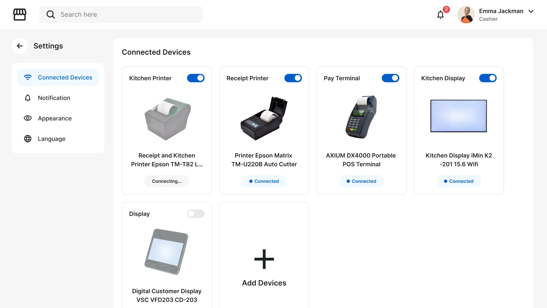 Restaurant CRM Settings Page