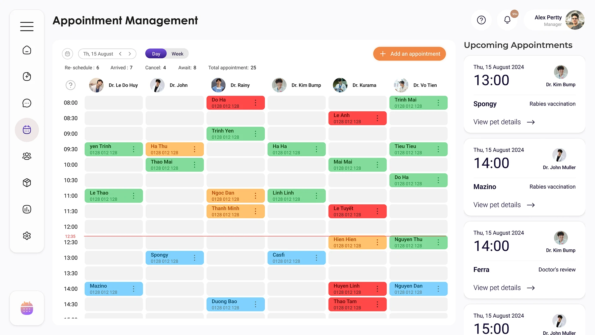 CRM schedule for veterinary clinics